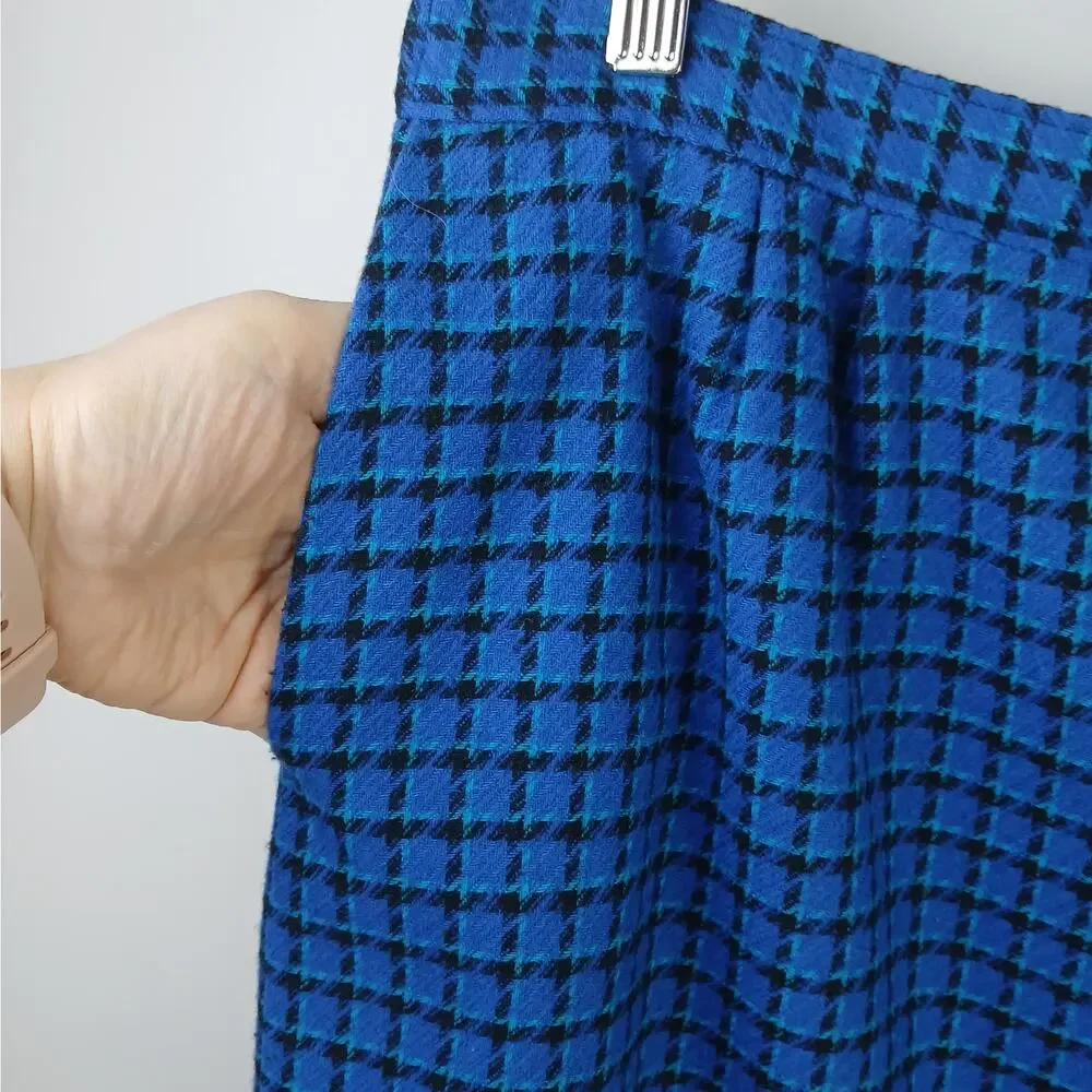 Pendleton VTG SZ 18 100% Virgin Wool Plaid Pencil Skirt Pockets USA RUNS SMALL